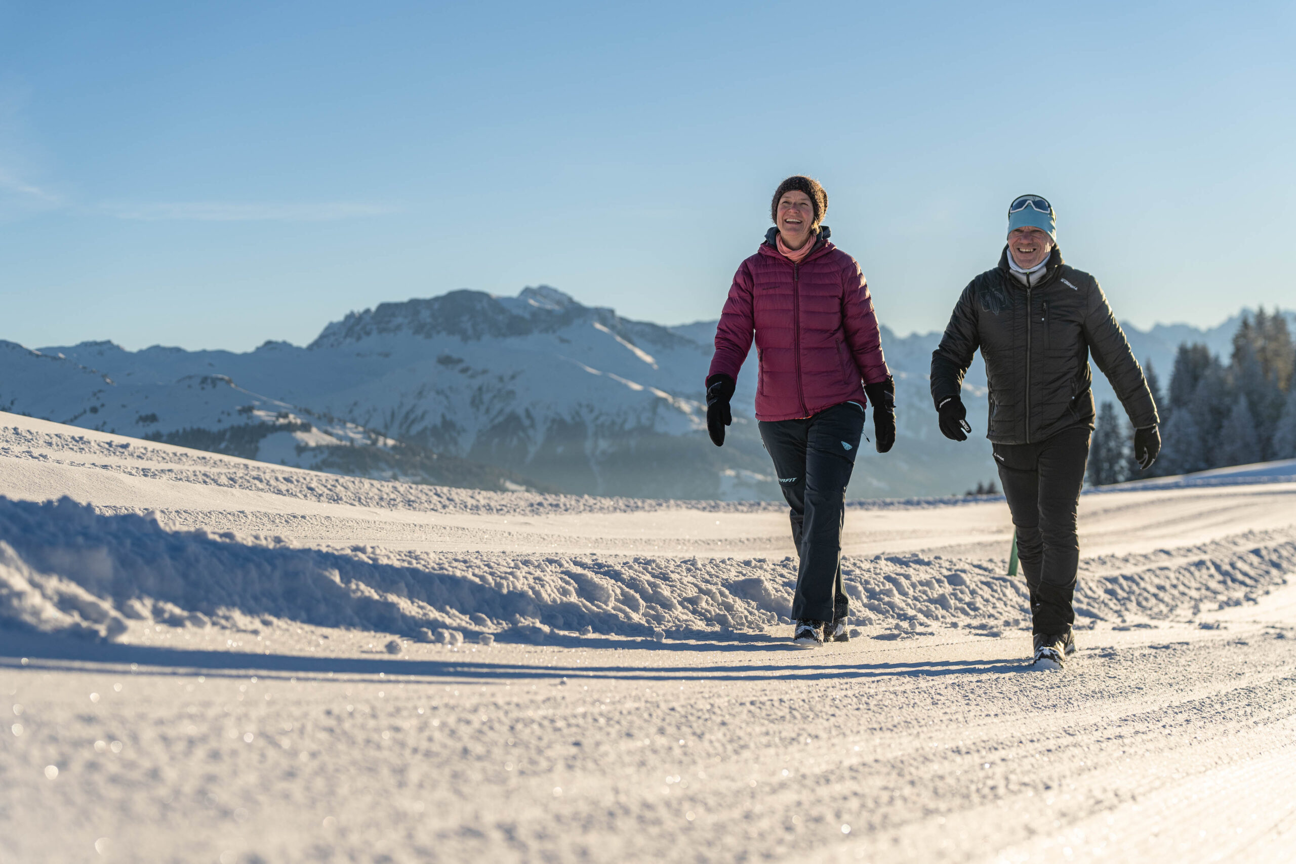 Winterwandern im Gebiet Grüsch-Danusa in Graubünden